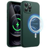 JETech Magnetic Silicone Case for iPhone 12 Pro Max 6.7-Inch, Compatible with MagSafe, Phone Cover with Camera Lens Full Protection (Midnight Green)